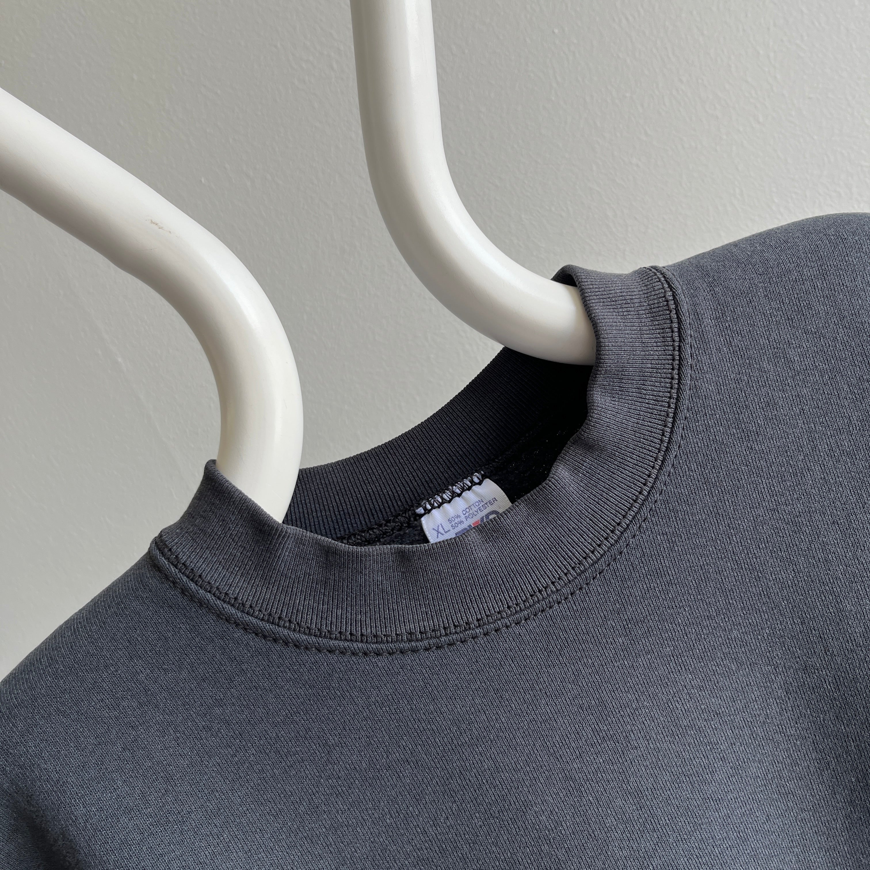 1990s Blank Faded Black Sweatshirt by BVD