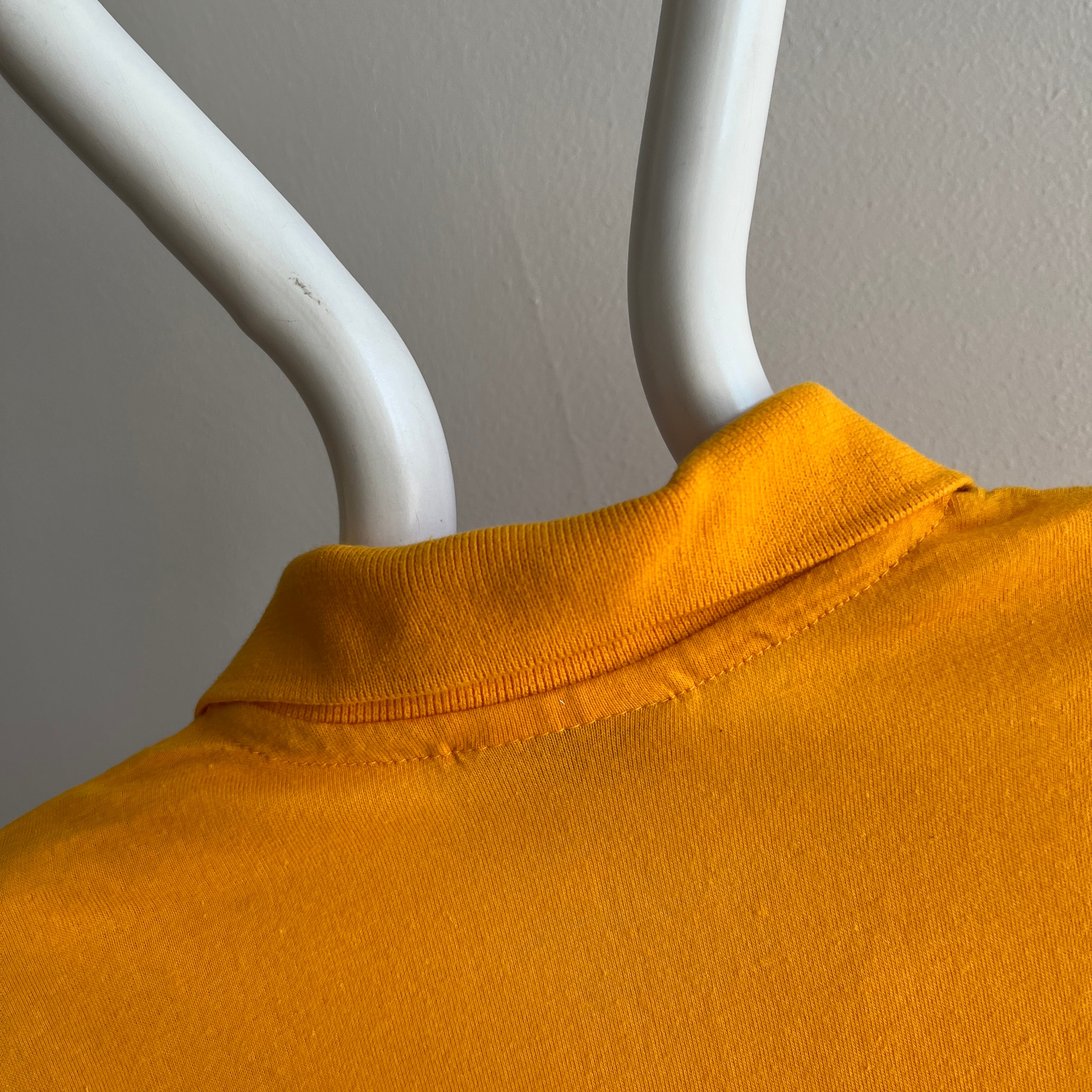 1980s Blank Marigold Yellow Polo T-Shirt by Signal