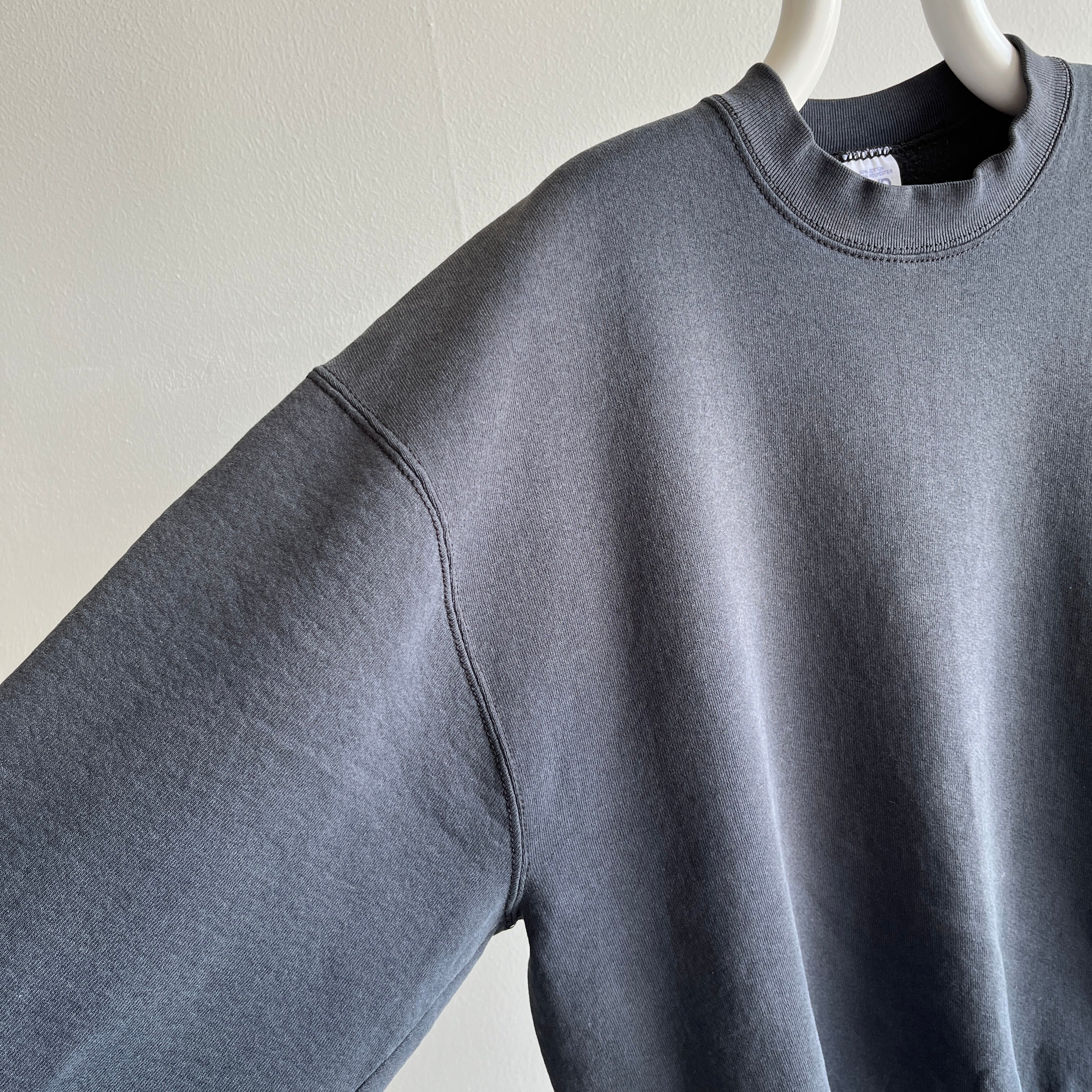 1990s Blank Faded Black Sweatshirt by BVD