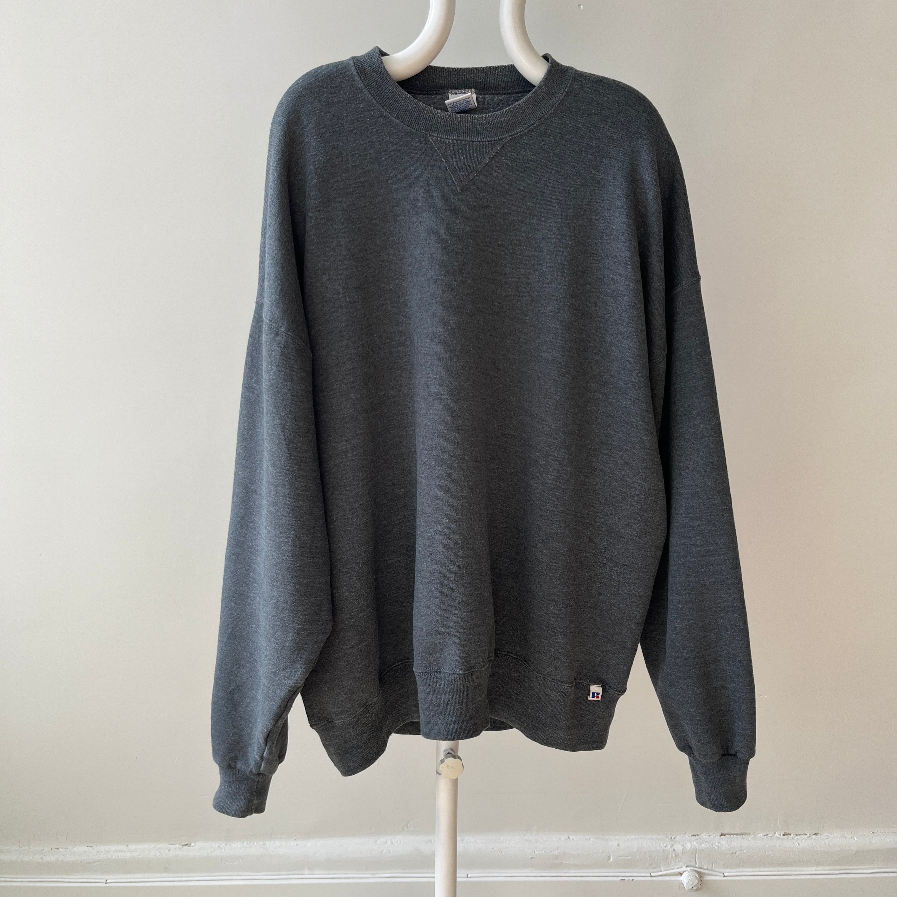 1990s Deep Gray Larger Single V Sweatshirt by Russell