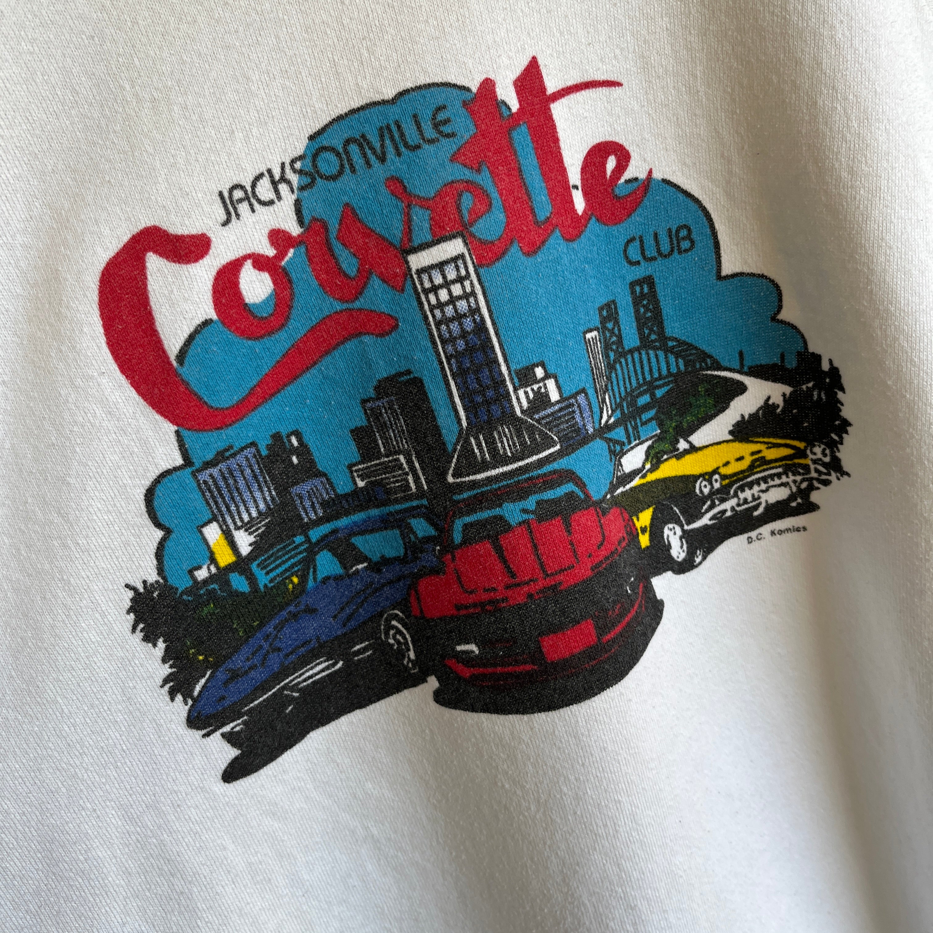 1980s Jacksonville Corvette Club Super Stained Backside Graphic Sweatshirt