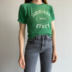 1970s Nicely Destroyed Michigan State Football T-Shirt by Wolf !!!!