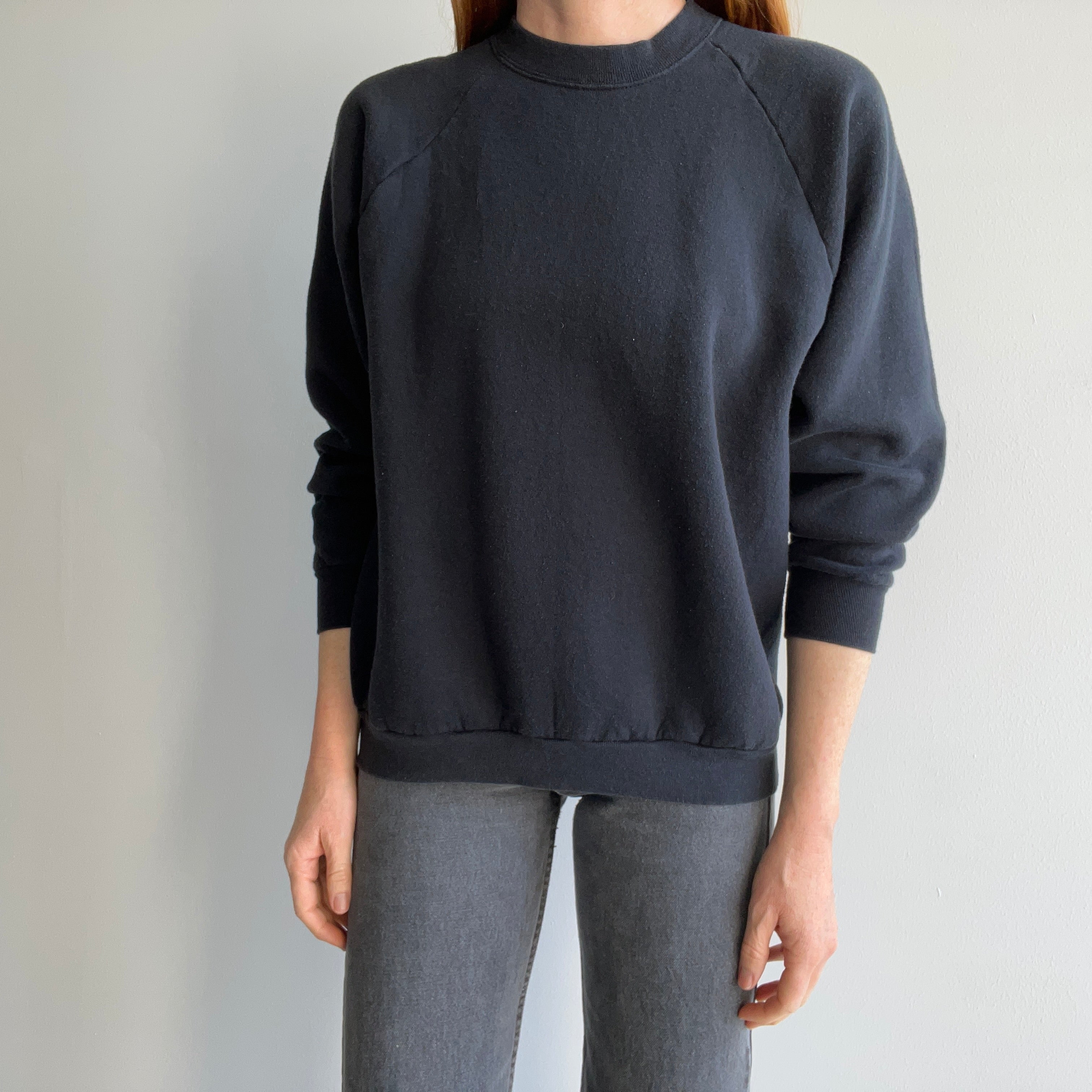 1980s Faded Black FOTL Soft and Cozy Sweatshirt