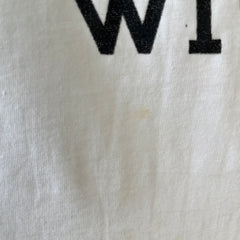 1980s Blue and White Improve Your Image Baseball T Shirt