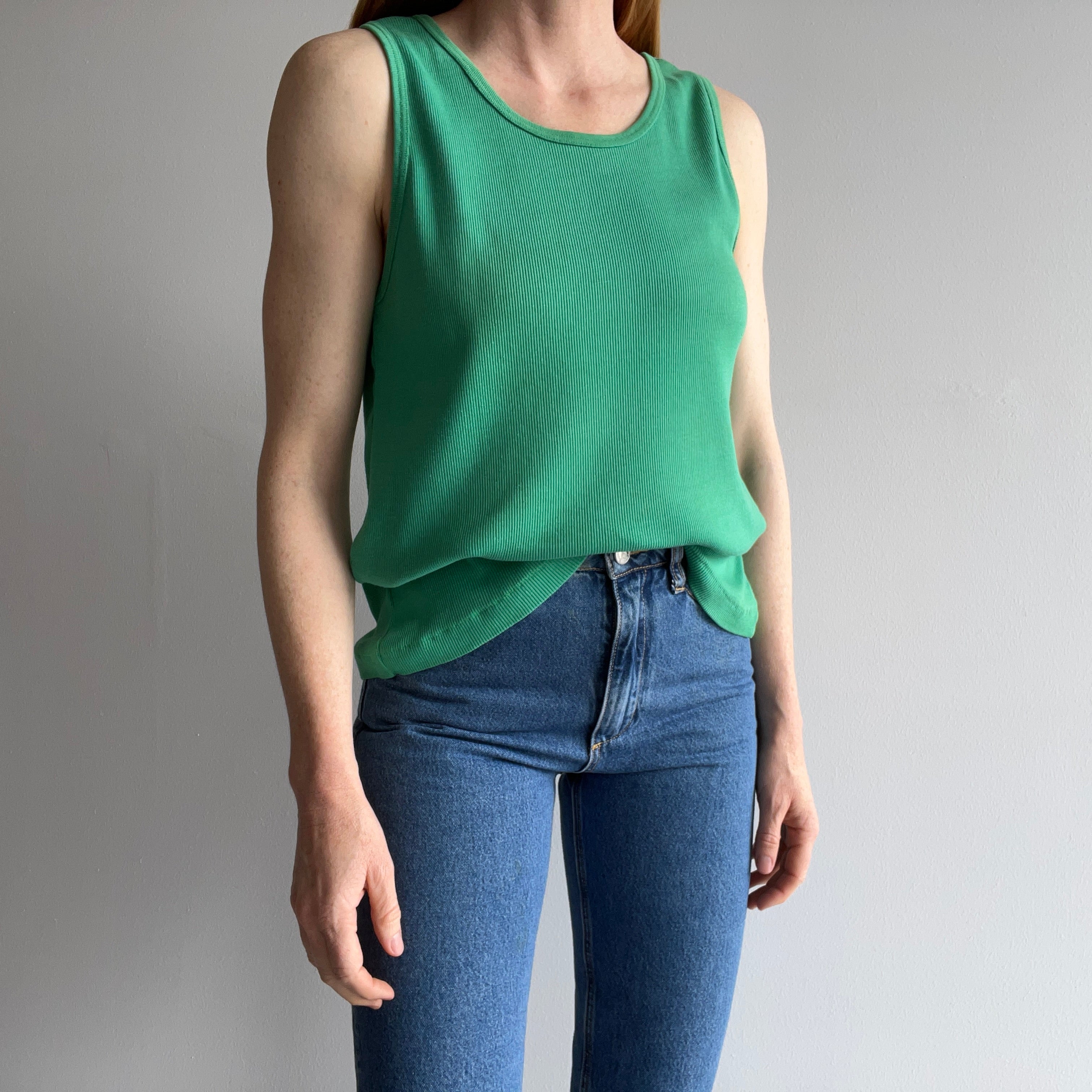 1980s Ribbed Green Tank Top