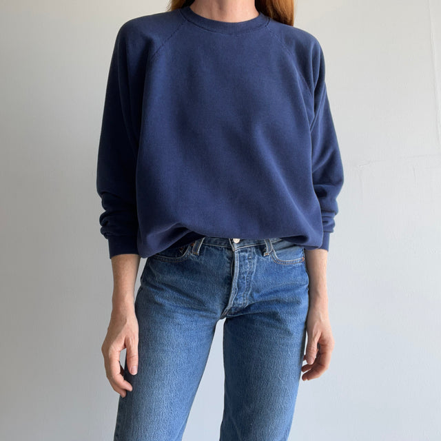 1980s Blank Navy Hanes Sweatshirt - Doesn't Get More Timeless Than This (Ok, Maybe It Does, But...)