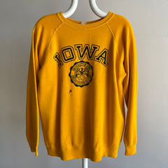 1970s Collegiate Pacific Iowa Beat Up and Thrashed Sweatshirt with Underarm Gussets and Holes