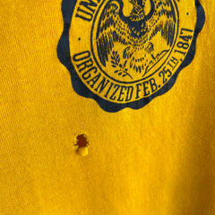 1970s Collegiate Pacific Iowa Beat Up and Thrashed Sweatshirt with Underarm Gussets and Holes