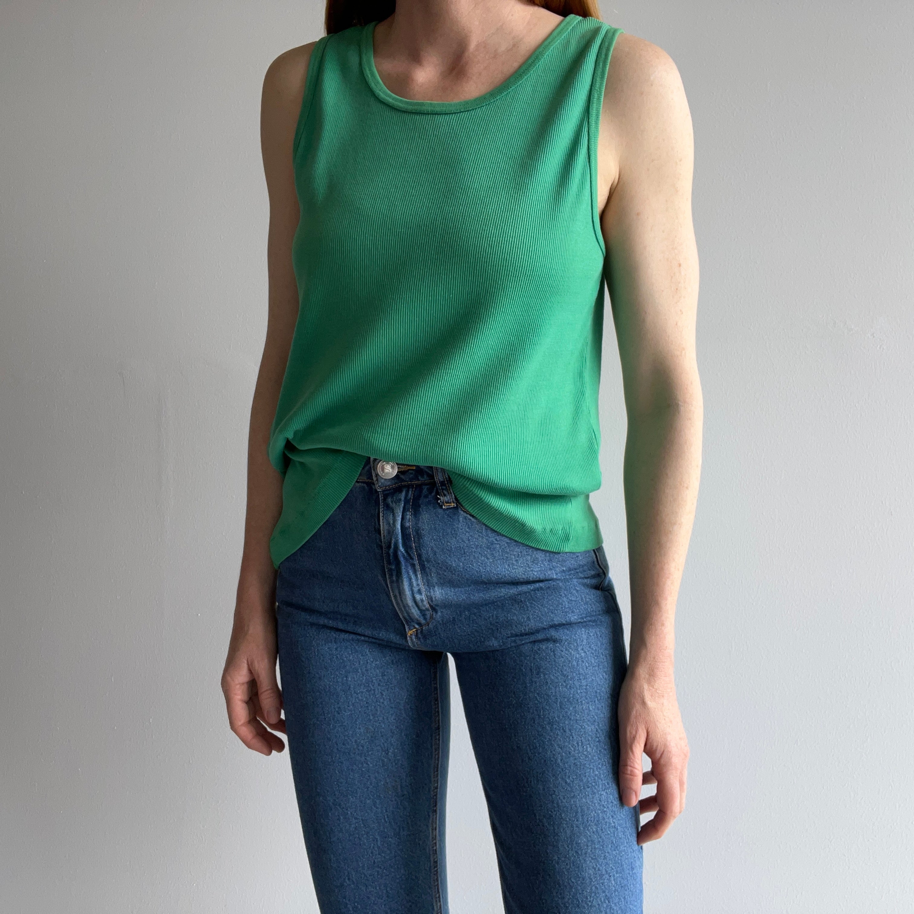 1980s Ribbed Green Tank Top