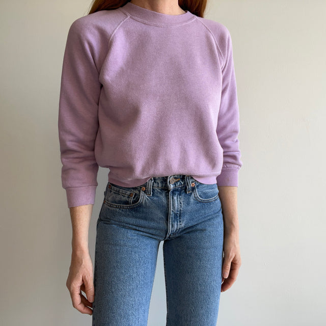 1980s Pastel Lavender Soft and Worn Raglan by Sportswear - Swoon