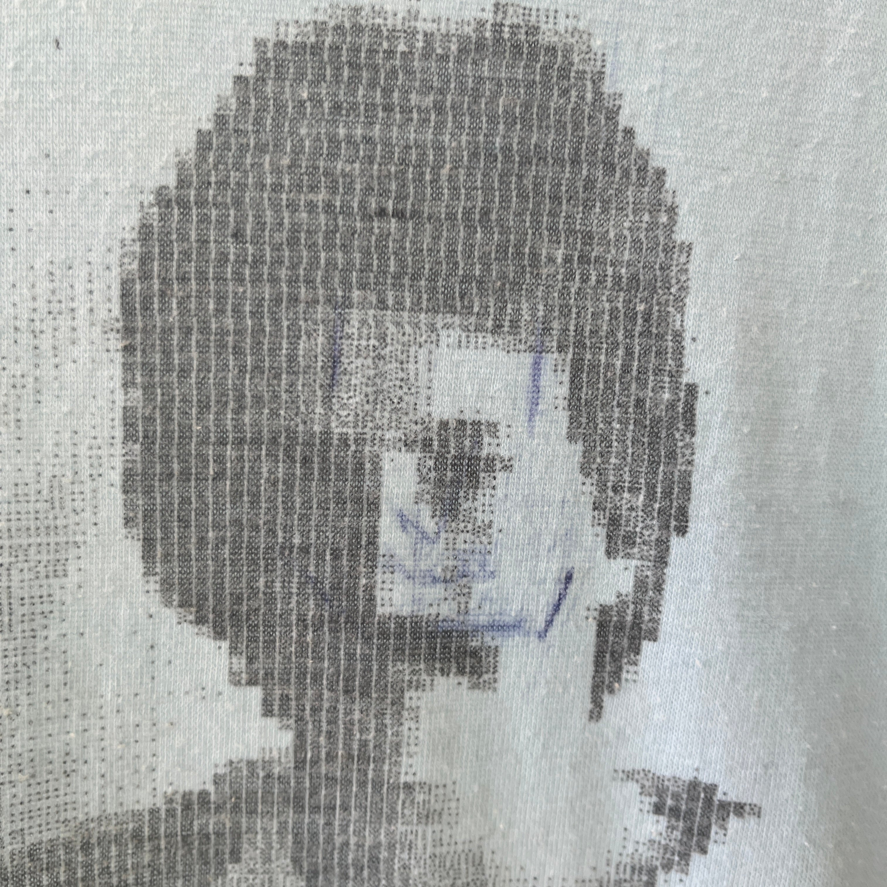 1970s Baby Blue Dot Matrix Family Photo T Shirt – Red Vintage Co
