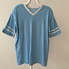 1970s Quinquagenarian Baby Blue Football Style T Shirt