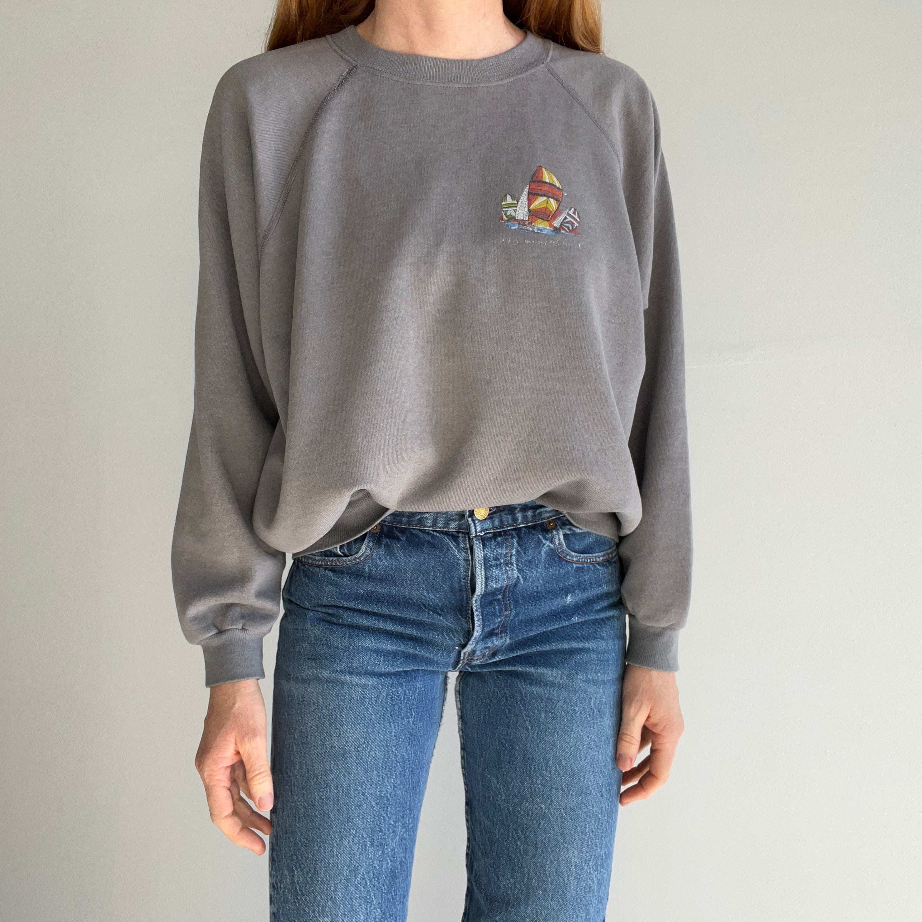 1980s Sailboat Sweatshirt - Great Fade