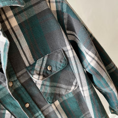 1980/90s Forest Green Plaid Cotton Flannel - Mending