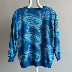 1970/80s Very Cool Acrylic Leaf Motif Sweater