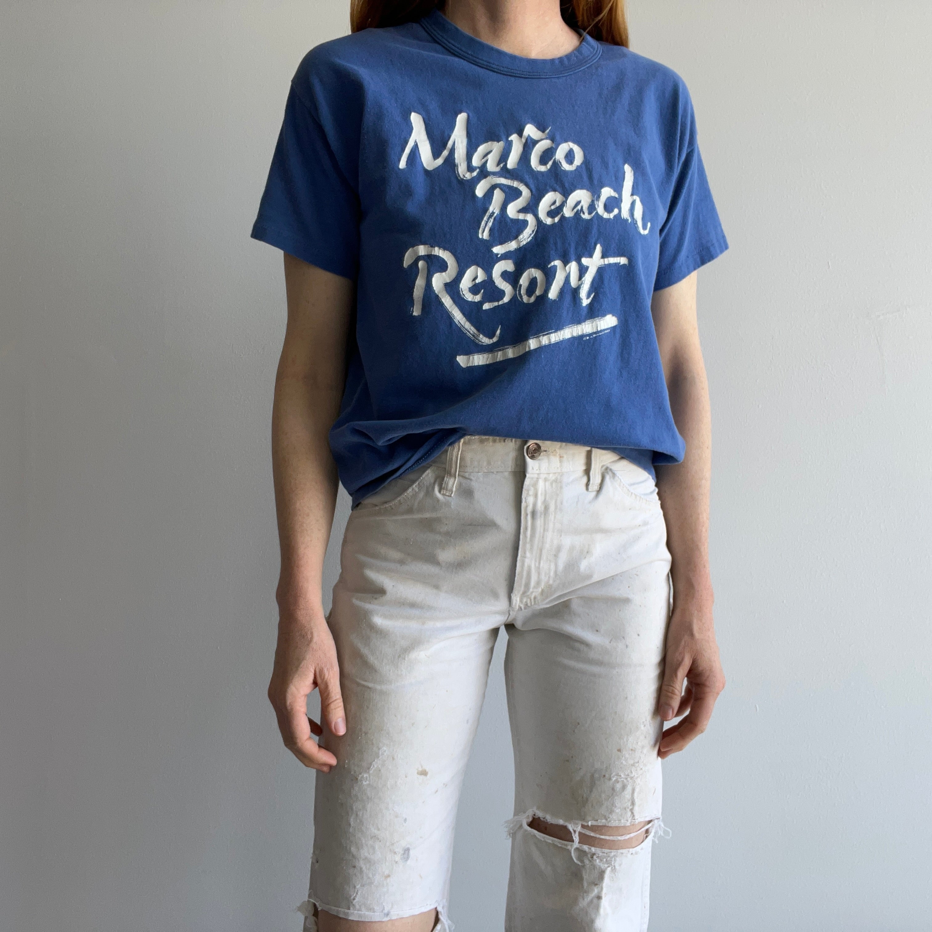 1980s Marco Beach Resort Rolled Neck Cotton T-Shirt