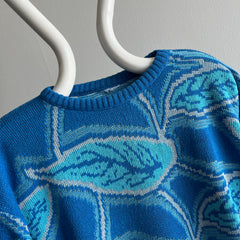 1970/80s Very Cool Acrylic Leaf Motif Sweater