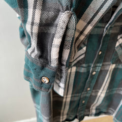 1980/90s Forest Green Plaid Cotton Flannel - Mending