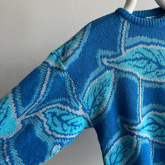 1970/80s Very Cool Acrylic Leaf Motif Sweater