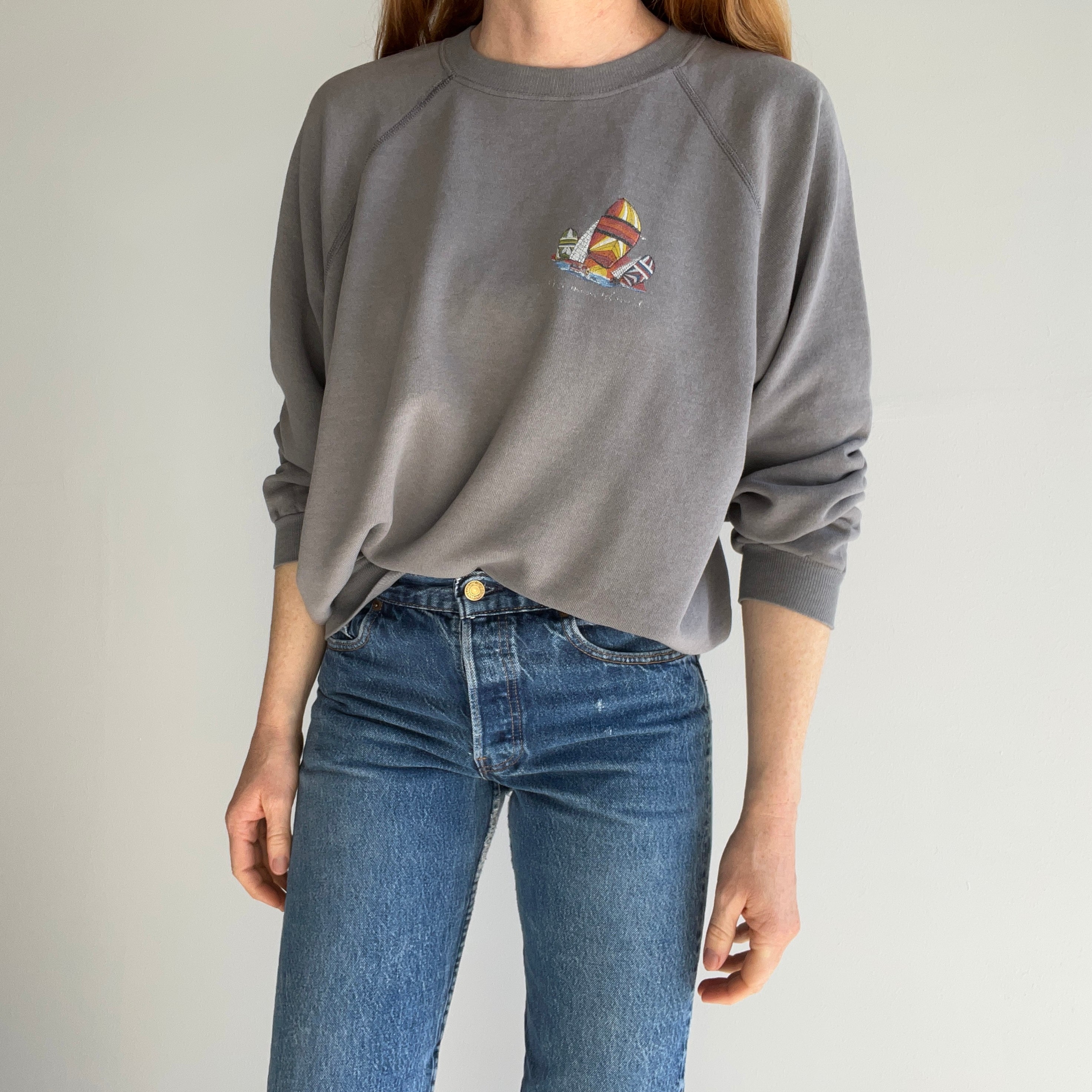 1980s Sailboat Sweatshirt - Great Fade