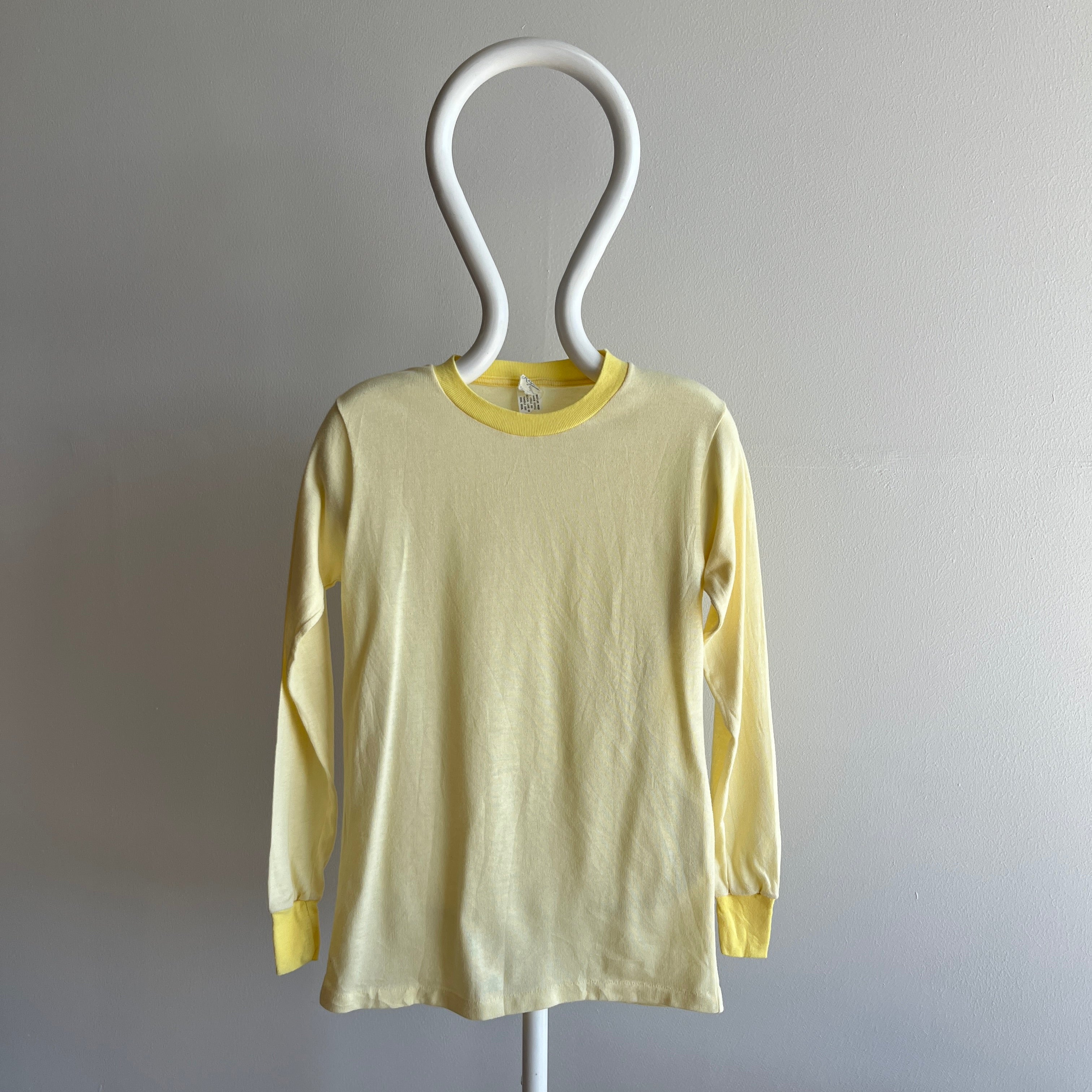 1970s Buttery Yellow and Soft Long Johns Style Shirt