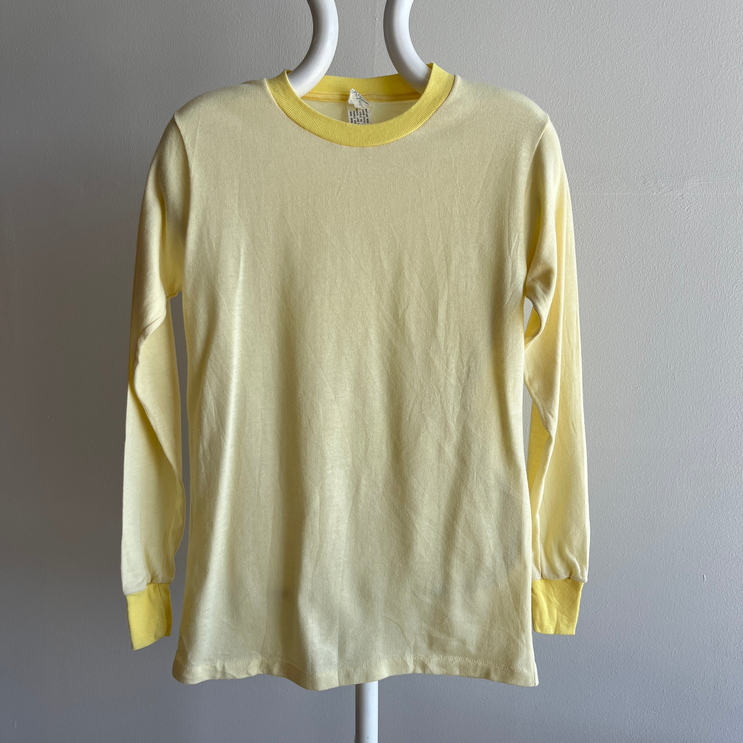 1970s Buttery Yellow and Soft Long Johns Style Shirt