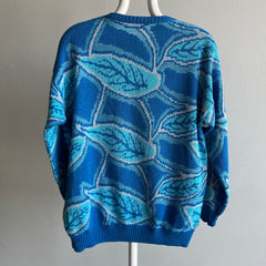 1970/80s Very Cool Acrylic Leaf Motif Sweater