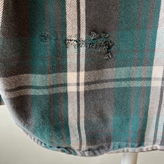 1980/90s Forest Green Plaid Cotton Flannel - Mending