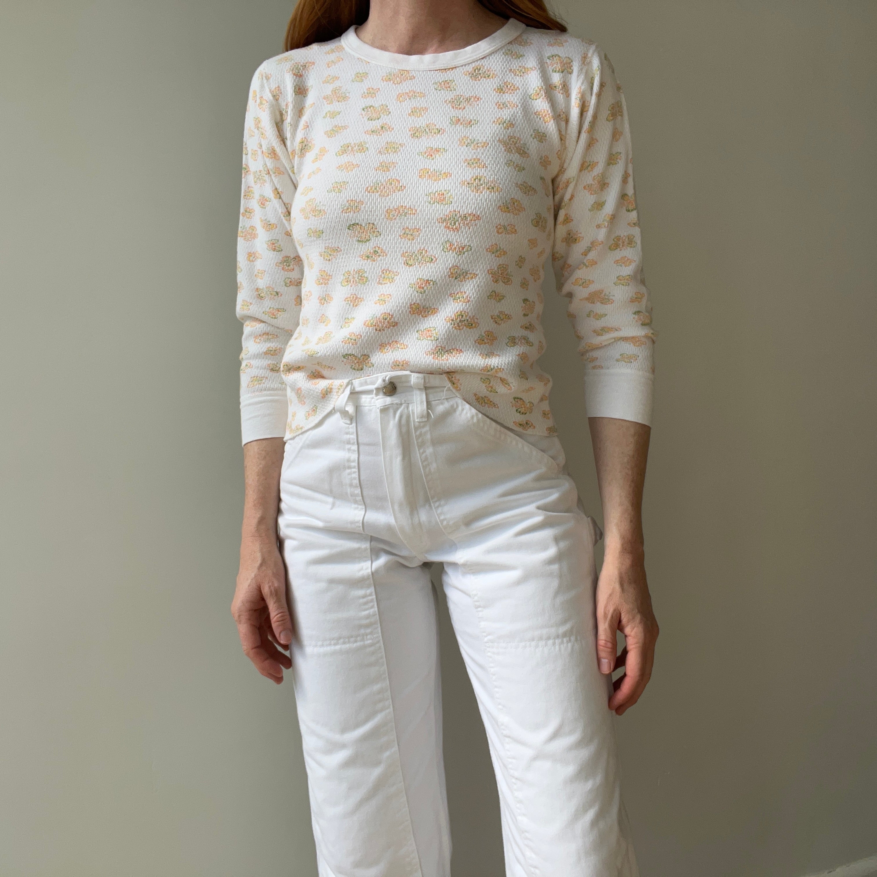 1970s Sweetest Waffle Thermal with Little Butterflies