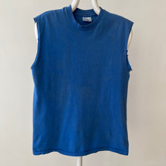1990s Blank Blue Cut Off T Shirt