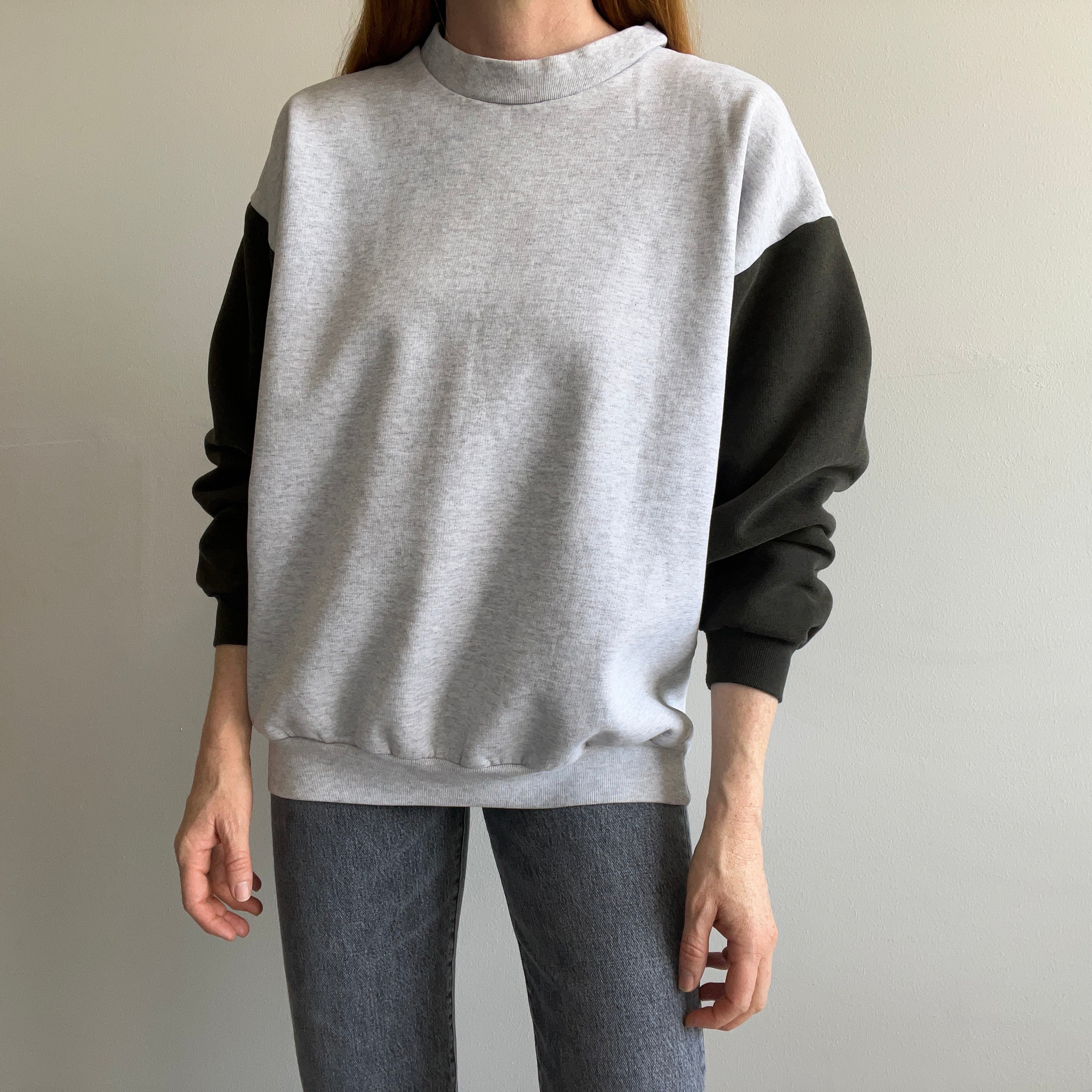 1990s Two Tone Structured Heavyweight Sweatshirt