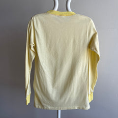 1970s Buttery Yellow and Soft Long Johns Style Shirt