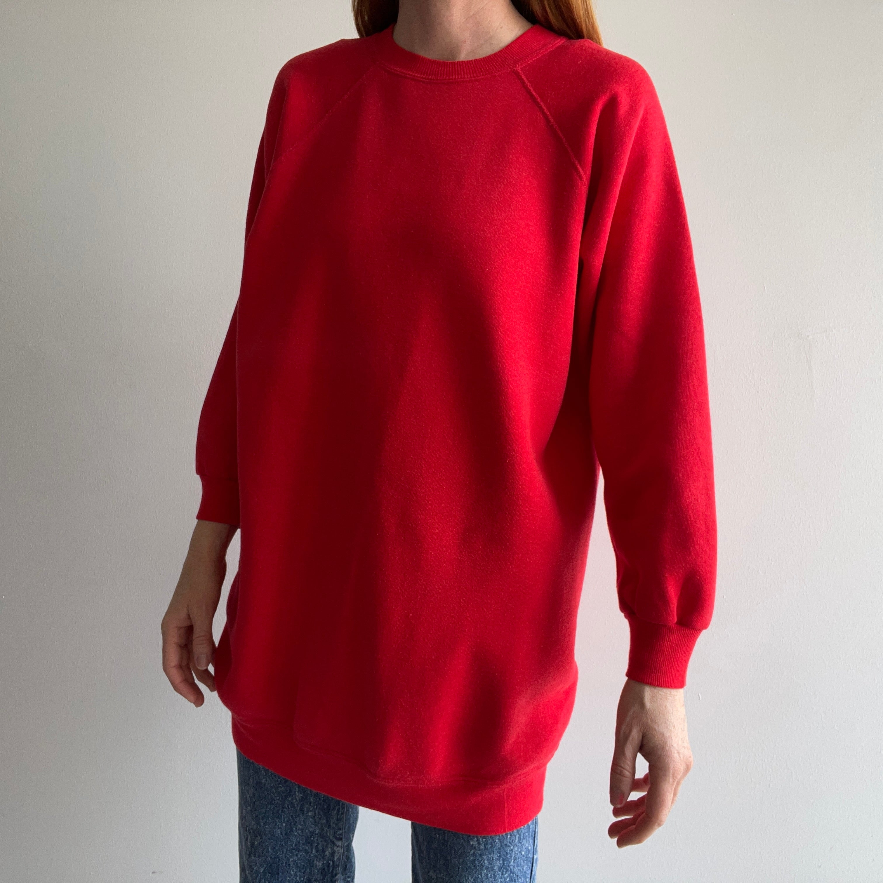 1980s Super Soft Red Sweatshirt Dress by Bassett Walker