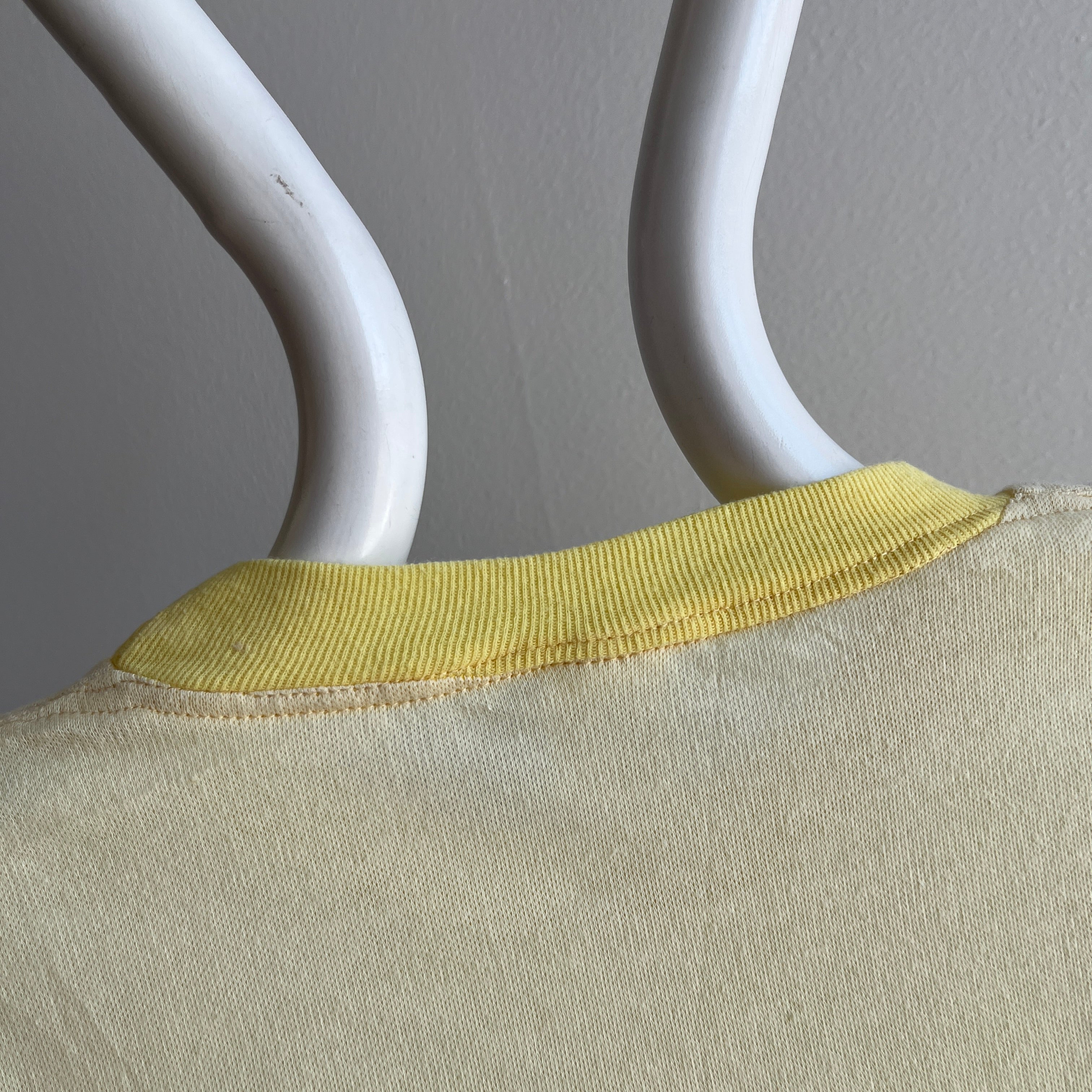 1970s Buttery Yellow and Soft Long Johns Style Shirt