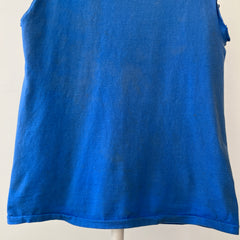 1990s Blank Blue Cut Off T Shirt