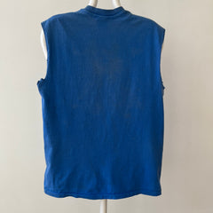 1990s Blank Blue Cut Off T Shirt