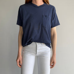 1980s Nicely Thinned Out Sun Faded and Circularly Stained Selvedge Pocket T-Shirt by FOTL