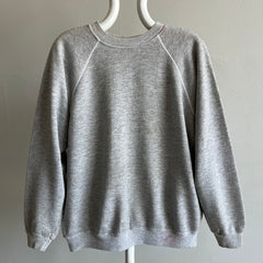 1970s Super Rad Super Stained Contrast Stitching Blank Gray Raglan