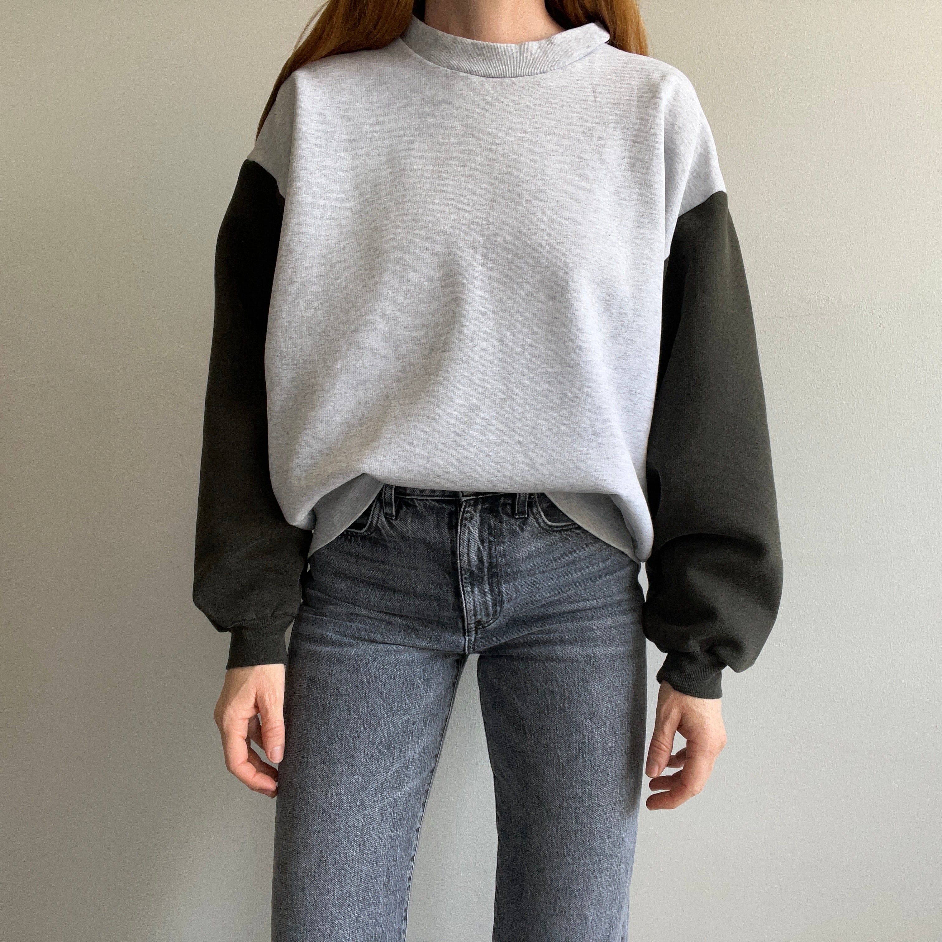 1990s Two Tone Structured Heavyweight Sweatshirt