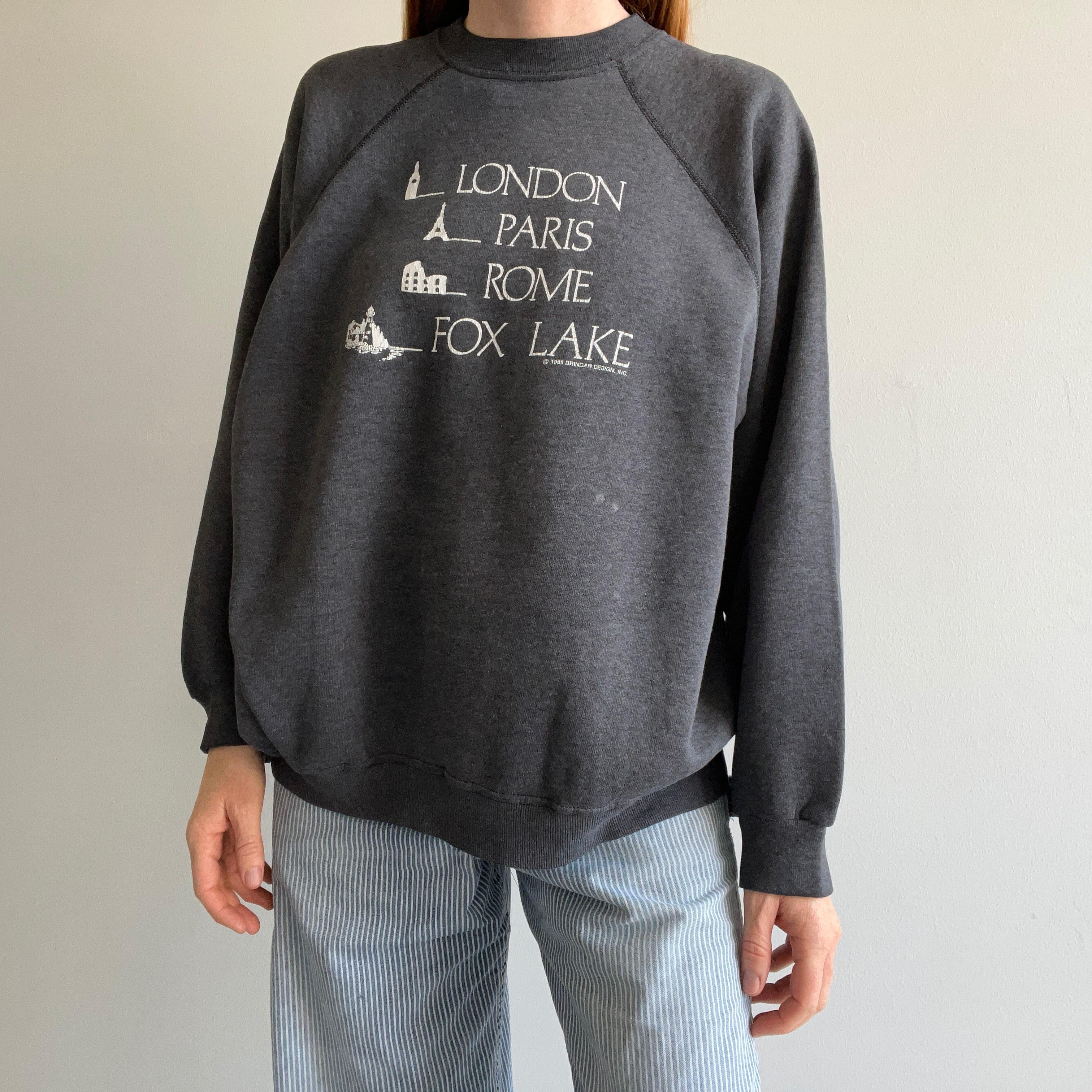 1989 London, Paris, Rome, Fox Lake Tourist Sweatshirt