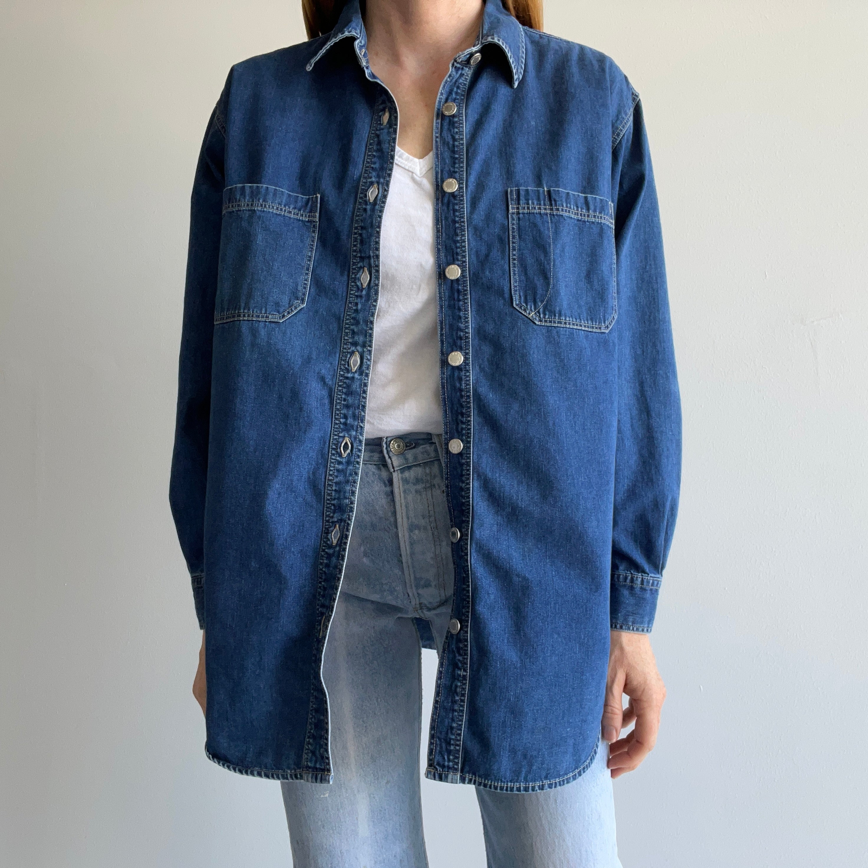 1990s St. John's Bay Denim Shirt - HOLY YES