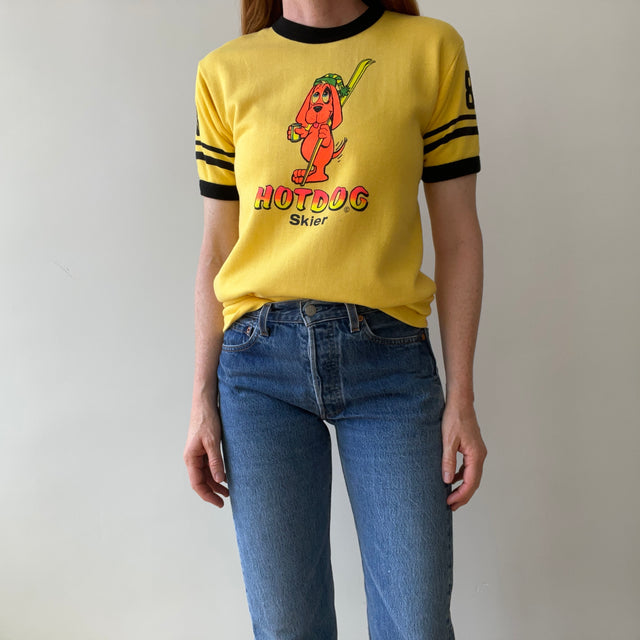 1970s Hotdog Skier Warm Up - Short Sleeve Sweatshirt - !!!!!! THIS