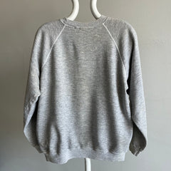 1970s Super Rad Super Stained Contrast Stitching Blank Gray Raglan