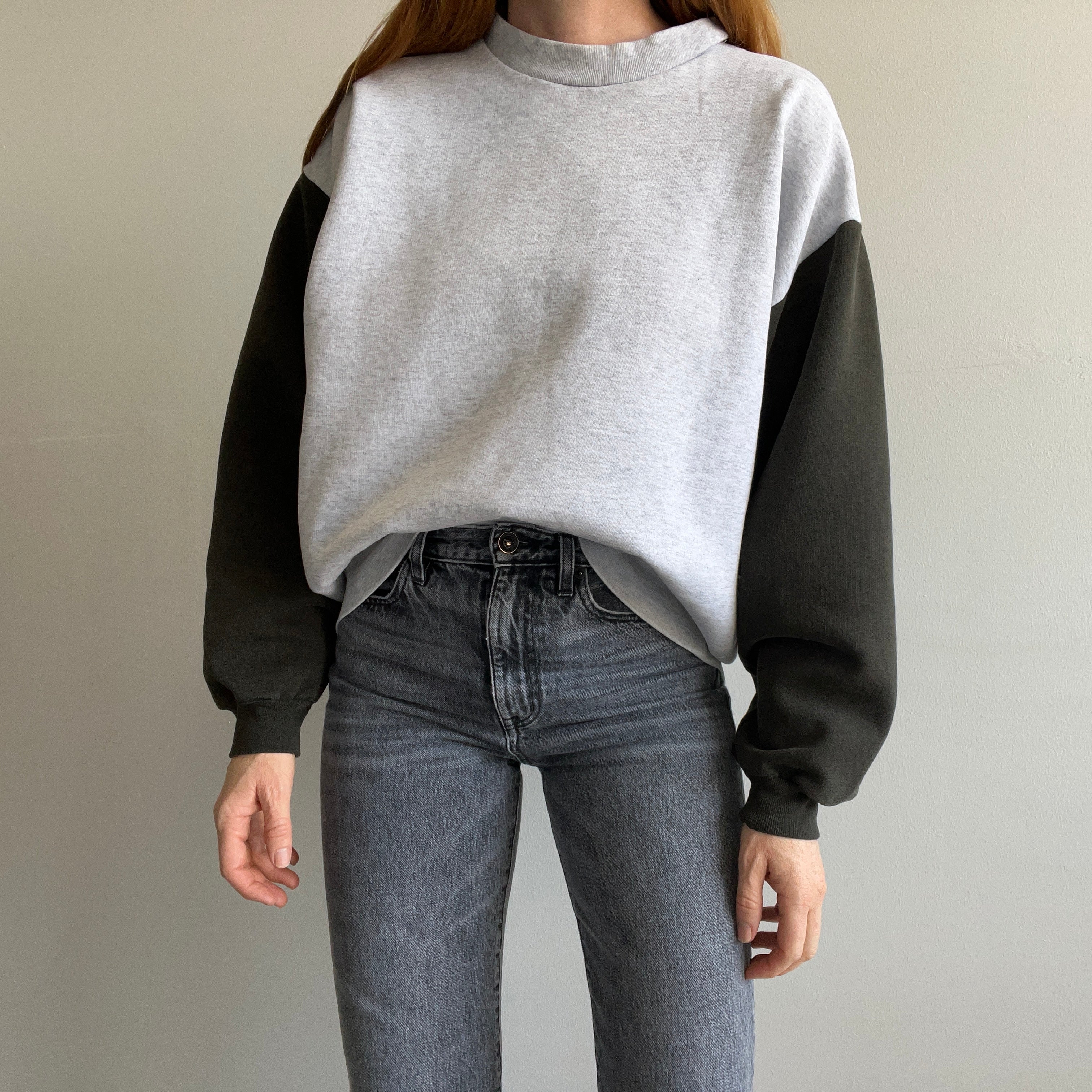 1990s Two Tone Structured Heavyweight Sweatshirt