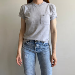 1980s Blank Gray Selvedge Pocket T-Shirt