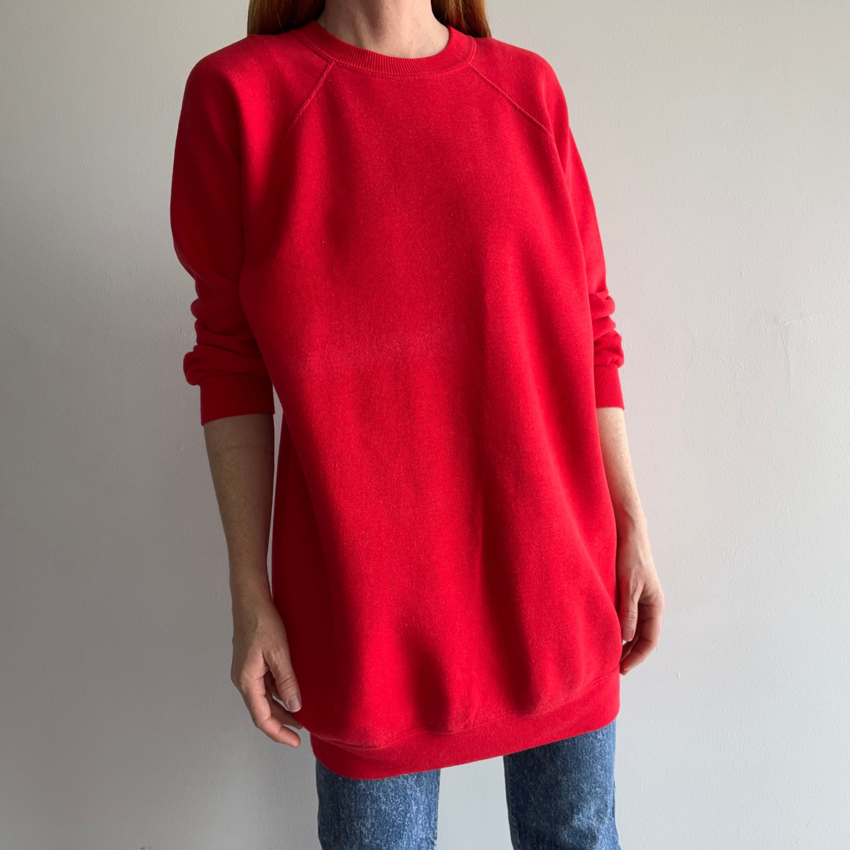 1980s Super Soft Red Sweatshirt Dress by Bassett Walker