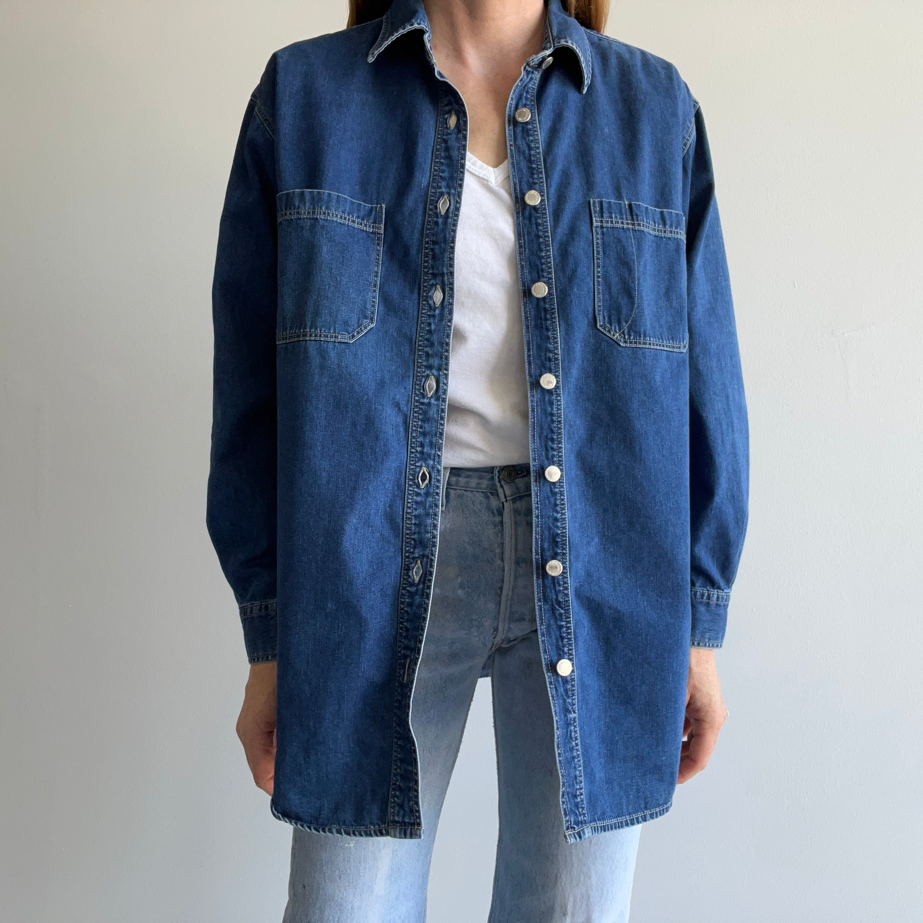 1990s St. John's Bay Denim Shirt - HOLY YES