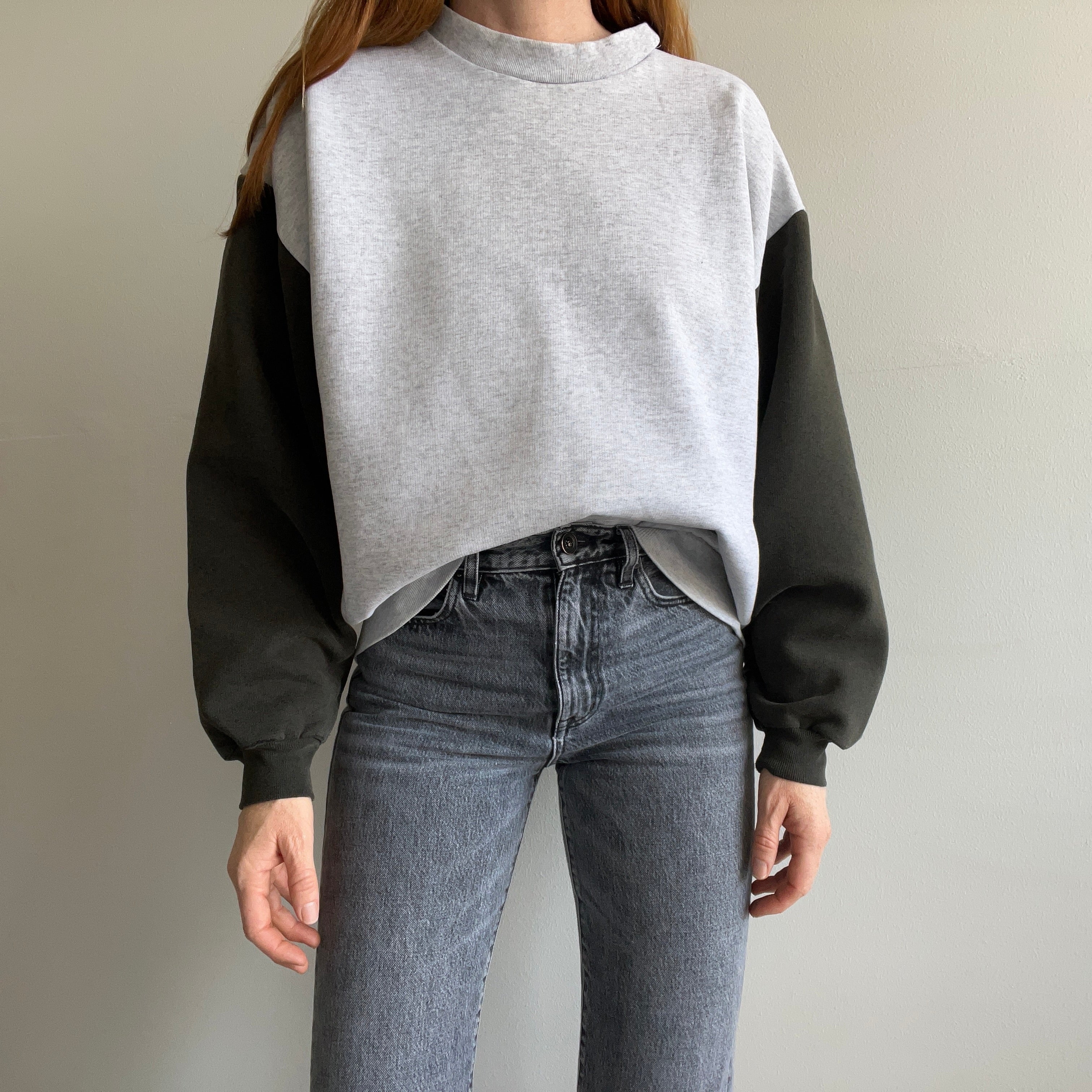 1990s Two Tone Structured Heavyweight Sweatshirt