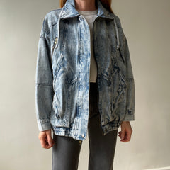 1980s Acid Wash Zip Denim Jean Jacket - !!!!!!