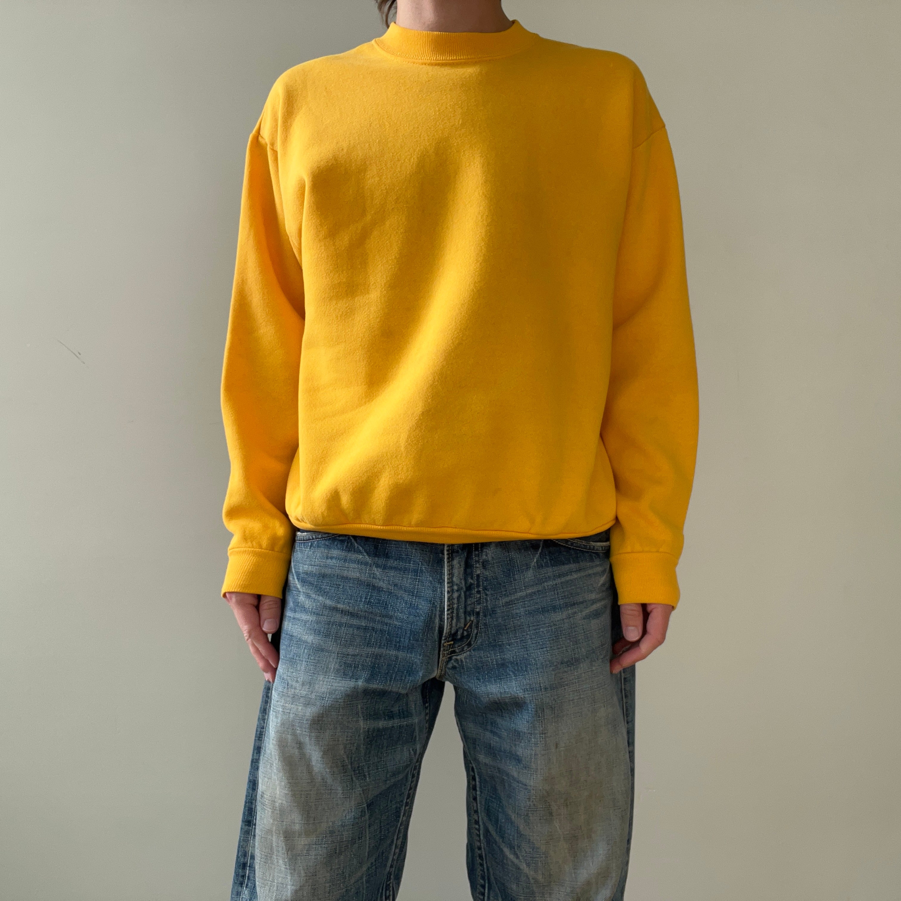 1980s Blank Yellow Sweatshirt